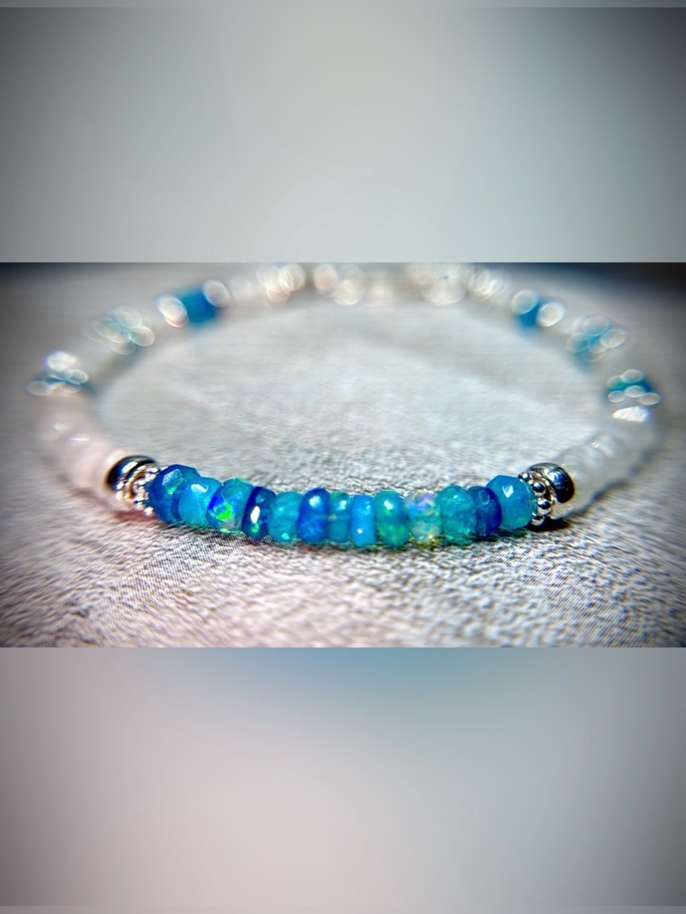 Moonstone Pariba Blue Welo Opal Bracelet in Sterling Silver - Picture 4 of 7